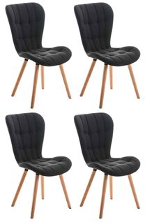 Lot De 4 Chaises De Salle À Manger Elda Tissu Nature Noir