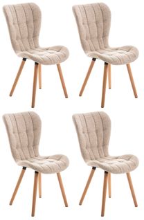 Lot De 4 Chaises De Salle À Manger Elda Tissu Nature Crème