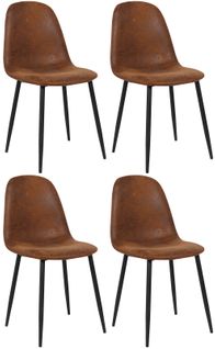 Lot De 4 Chaises De Salle À Manger Napier Avec Piètement En Métal Noir Marron/similicuir