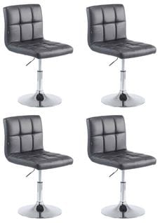 Lot De 4 Chaises Lounge Palma V2 En Similicuir Ajustable Et Pivotant Noir