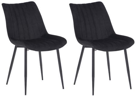 Lot De 2 Chaises De Salle À Manger Rahden En Velours Avec Piètement En Métal Noir Noir