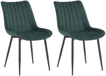 Lot De 2 Chaises De Salle À Manger Rahden En Velours Avec Piètement En Métal Noir Vert