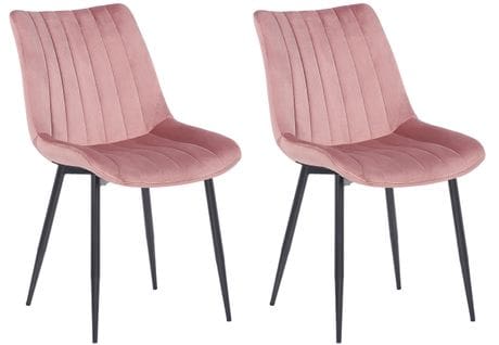 Lot De 2 Chaises De Salle À Manger Rahden En Velours Avec Piètement En Métal Noir Rose