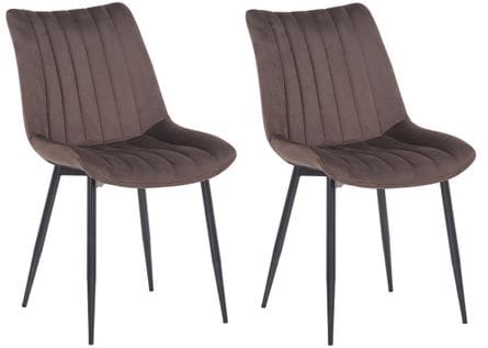 Lot De 2 Chaises De Salle À Manger Rahden En Velours Avec Piètement En Métal Noir Marron