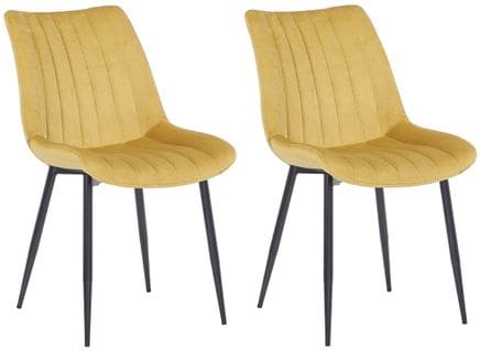 Lot De 2 Chaises De Salle À Manger Rahden En Velours Avec Piètement En Métal Noir Jaune