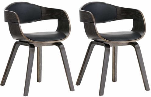 Lot De 2 Chaises De Salle À Manger Kingston En Similicuir Noir / Gris