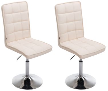 Lot De 2 Chaises De Salle À Manger Peking V2 En Similicuir Pied Trompette Crème