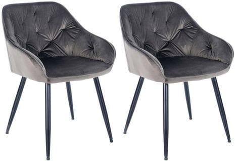 Lot De 2 Chaises De Salle À Manger Cassis En Velours Gris Foncé/velours