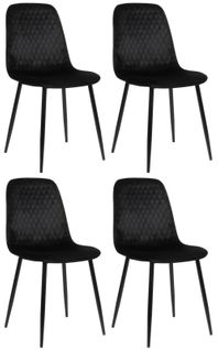 Lot De 4 Chaises De Salle À Manger Giverny Avec Piètement En Métal Noir Noir /velours