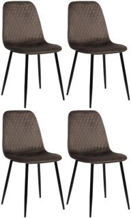 Lot De 4 Chaises De Salle À Manger Giverny Avec Piètement En Métal Noir Gris/velours