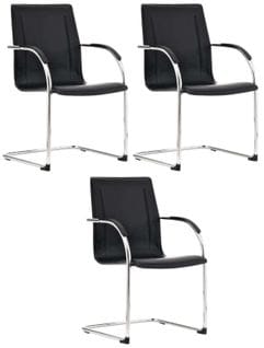 Lot De 3 Chaises Cantilever Melina En Similicuir Et Pied En Métal Noir