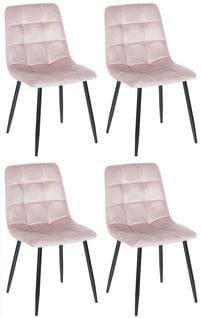 Lot De 4 Chaises De Salle À Manger Antibes En Velours Pieds En Métal Rose