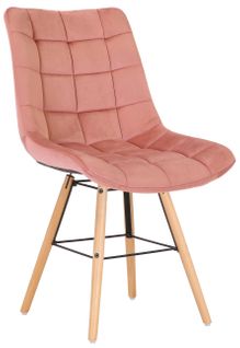 Chaise De Salle À Manger Leni En Velours Avec Pieds En Bois Rose