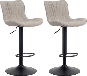 Lot De 2 Tabourets De Bar Linus Pied En Métal Réglable Pivotant Taupe/tissu