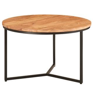 Table Basse De Salon 60x60x38cm Table Canapé Bois Metal Industriel Ronde