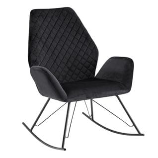 Chaise À Bascule Noir Moderne 73x94x84cm Velours Fauteuil De Relaxation