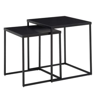 Tables Gigognes Métal Carré Noir Table D'appoint Basse Moderne Lot De 2
