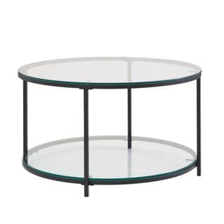 Table Basse De Salon Ronde Verre Métal 80x80x45 Cm Table Canapé Moderne