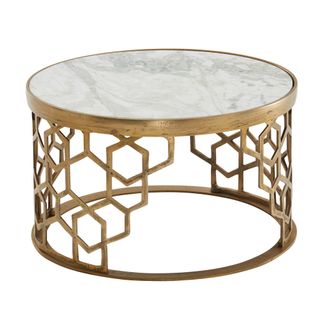 Table Basse Ronde Marbre 60x60x36 Cm Petite Table De Salon Moderne Blanc