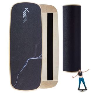 Balance Board Planche D'équilibre En Bois Indoor Skateboard Indoorboard Noir