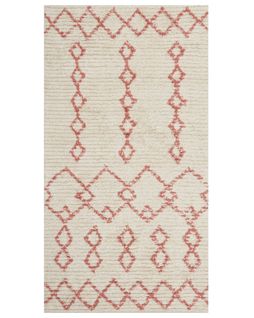 Tapis En Coton 80 X 150 Cm Beige Et Rose Buxar