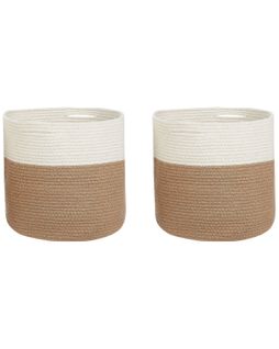 Lot De 2 Paniers En Coton Beige Et Blanc D 52 Cm Ardesen