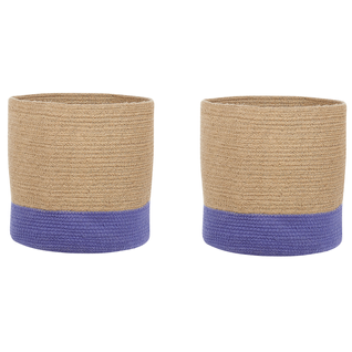 Lot De 2 Paniers En Jute Beige Et Violet Bulanik