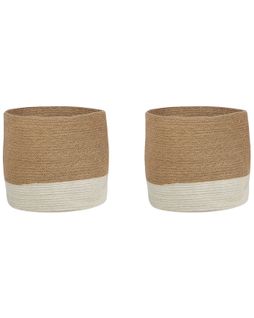 Lot De 2 Paniers En Jute Beige Et Blanc Bulanik