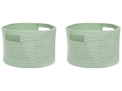 Lot De 2 Paniers En Coton Vert 30 Cm Chiniot