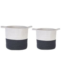 Lot De 2 Paniers En Coton Blanc Et Noir Pazha