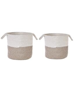 Lot De 2 Paniers En Coton Blanc Et Beige Pazha