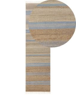 Tapis En Jute Beige Et Bleu Clair 80 X 300 Cm Talpur