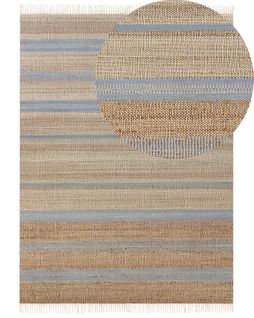 Tapis En Jute Beige Et Bleu Clair 160 X 230 Cm Talpur