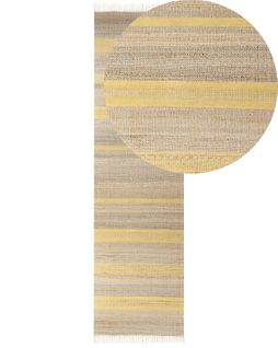 Tapis En Jute Beige Et Jaune 80 X 300 Cm Talpur