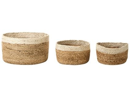 Lot De 3 Paniers En Jute Naturel Et Beige Tajori