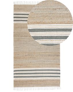 Tapis En Jute 80 X 150 Cm Beige Et Gris Mirza