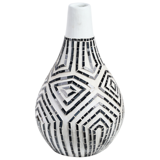 Terre Cuite Vase Décoratif 50 Blanc Noir Ombilin