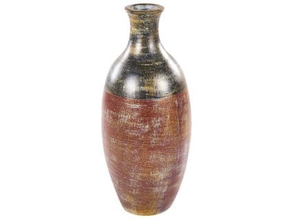 Terre Cuite Vase Décoratif 57 Cm Marron Noir Mandinia
