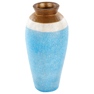 Terre Cuite Vase Décoratif 42 Bleu Doré Plateje