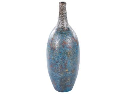 Terre Cuite Vase Décoratif 60 Cm Bleu Doré Pireus
