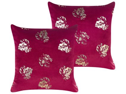 Lot De 2 Coussins Velours Rouge Bordeaux Goldenrod