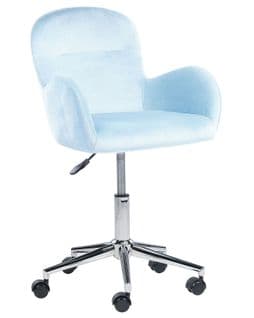 Chaise De Bureau Velours Bleu Clair Priddy