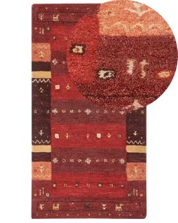 Tapis Gabbeh En Laine Rouge 80 X 150 Cm Sinanli