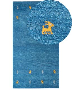 Tapis Gabbeh En Laine 80 X 150 Cm Bleu Calti