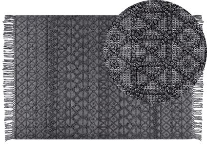 Tapis En Laine 160 X 230 Cm Noir Alucra