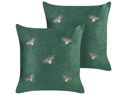 Lot De 2 Coussins Velours Vert Émeraude Talinum 45 X 45 Cm