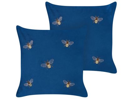 Lot De 2 Coussins Velours Bleu Talinum 45 X 45 Cm