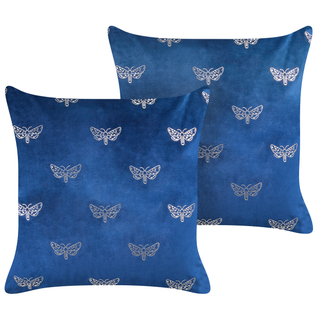 Lot De 2 Coussins Velours Bleu Marine Yuzuri 45 X 45 Cm