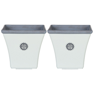 Lot De 2 Pots De Fleurs Blancs 43 X 43 X 39 Cm Elateia