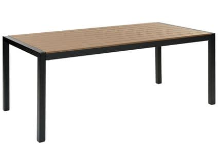 Table De Jardin 180 X 90 Cm Matériaux Synthétiques Bois Clair/noir Vernio